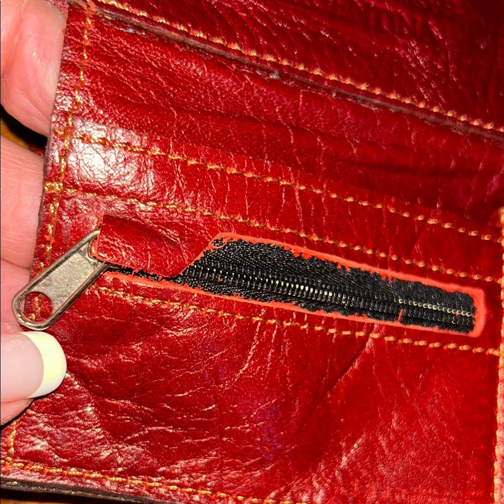 Floral Patchwork Leather Snap Wallet - Burgundy &… - image 4